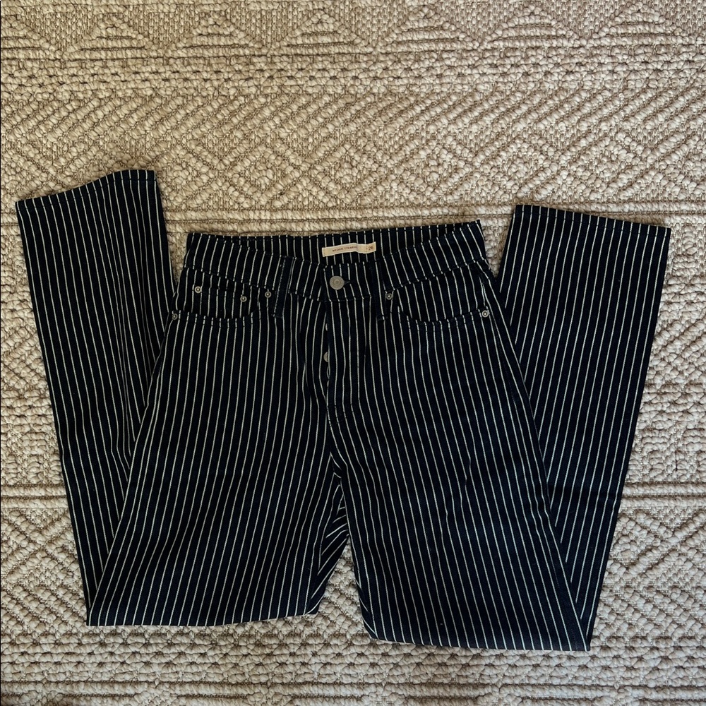 Wedgie Levi 26/28 (feels like 25) Dark Denim and White Striped Jeans